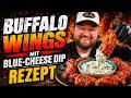 Buffalo Style Chicken Wings mit Blue-Cheese Dip 🔥 Einfaches Rezept