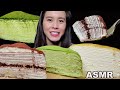 ASMR TIRAMISU, GREEN TEA, SIGNATURE CREPE CAKE MUKBANG 먹방 EATING SOUNDS (SOFT TALKING/WHISPERING)