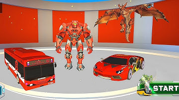 Dino Robot Flying Bus Red Robot Tree Robot Transformation - Android iOS Gameplay