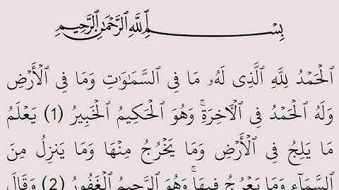 سورة سبأ مكتوبة كاملة بالرسم العثماني بدون صوت