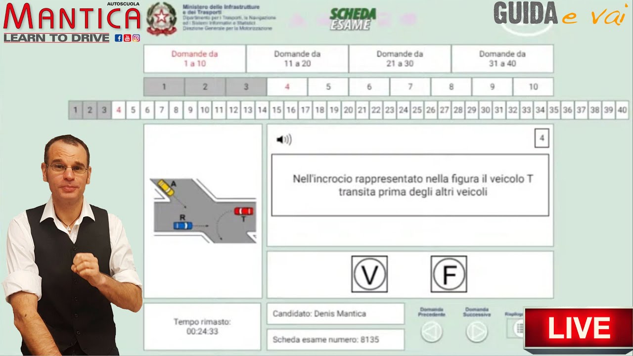 Autoscuola Mantica Live Scheda Da Esame Di Teoria Con Spiegazione Quiz Finale Youtube