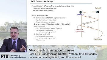 CNT-4713, Module 4, Part 4 (1-main): TCP Header, connection management, and flow control
