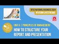 How to structure the report and presentation  btec national business unit 6