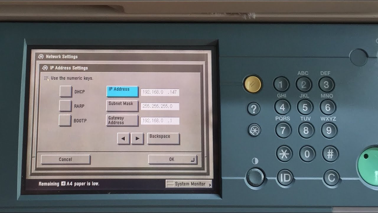 how to set IP in Canon network copier - YouTube