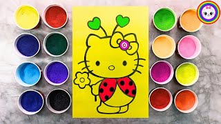 Sand Painting Coloring Hello Kitty Ladybug 🐞|| Hello Kitty Sand Art