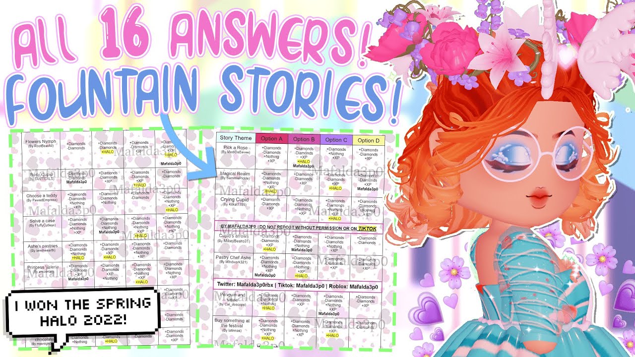 ALL 16 FOUNTAIN STORY ANSWERS! UPDATED Win Spring Halo 2022! 🏰 Royale