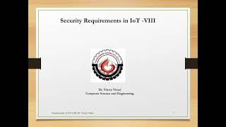 Security architecture in IoT- (Security module-VIII)