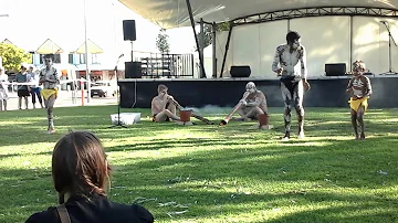 Yonga boys dancing with kookaburramann and son Jax