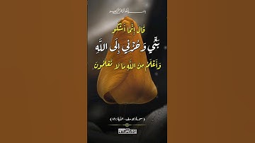 قَالَ إِنَّمَا أَشْكُو بَثِّي وَحُزْنِي إِلَى اللَّهِ .. سورة يوسف الآية (86)