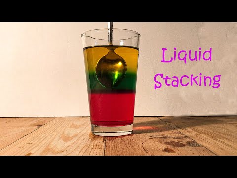 Liquid Stacking with water , sugar and food coloring
