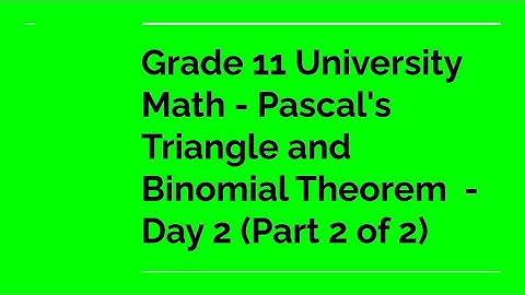 Grade 11 University Math - Pascal