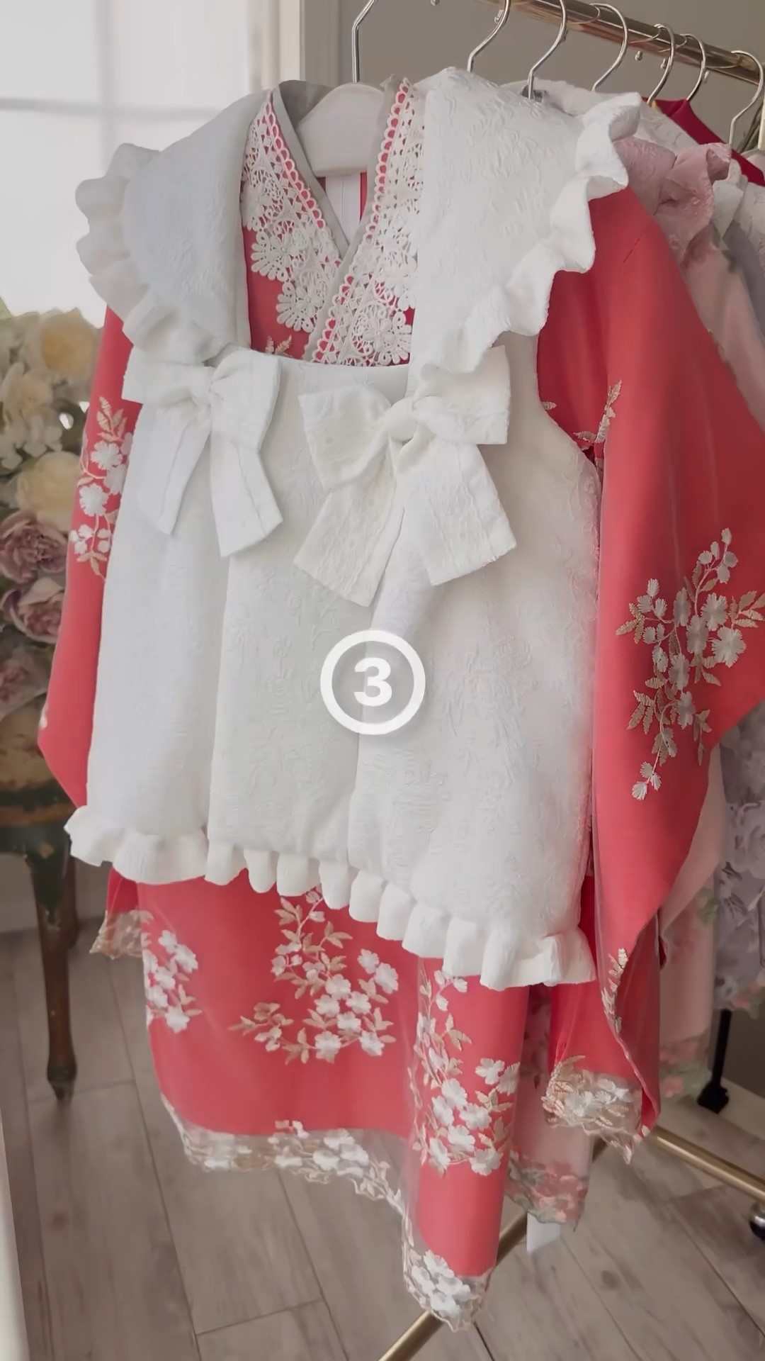 どの色を選ぶ？💓【七五三お着物】刺繍レース柄 #女の子 #3歳
