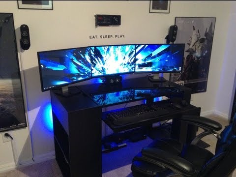 AWESOME 2013 PC Gaming Setup!!! 5760 X 1080 3 Monitors w nvidia surround (1080p video)