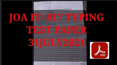 JOA IT 817 TYPING TEST PAPER 31JULY 2021, @hpamiteducation #hpssc
