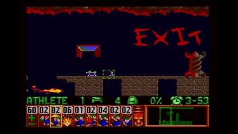 Lemmings (SNES) Tricky 20: One way digging to freedom