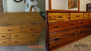 Hey friends! I did it! I refinished my first piece of furniture! An old wooden dresser got a much needed facelift. I can