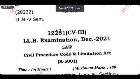 Code Of Civil Procedure Code (CPC) (K-5001) || CCSU LLB 5th Semester 2021 Question Paper