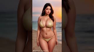 [4K] AI ART Indian Lookbook Gold Glittering Bikini Fashion Grils Video［Model Aayushi］