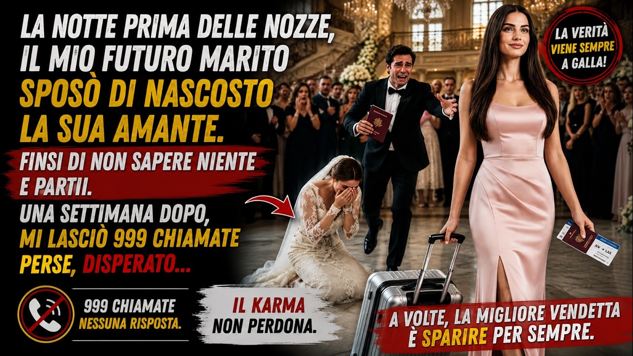 La notte prima del matrimonio ero nella suite d’albergo, l’abito bianco appeso dietro la porta e il programma della cerimonia sul tavolo, quando il telefono vibrò. Era una foto: Alessandro in...