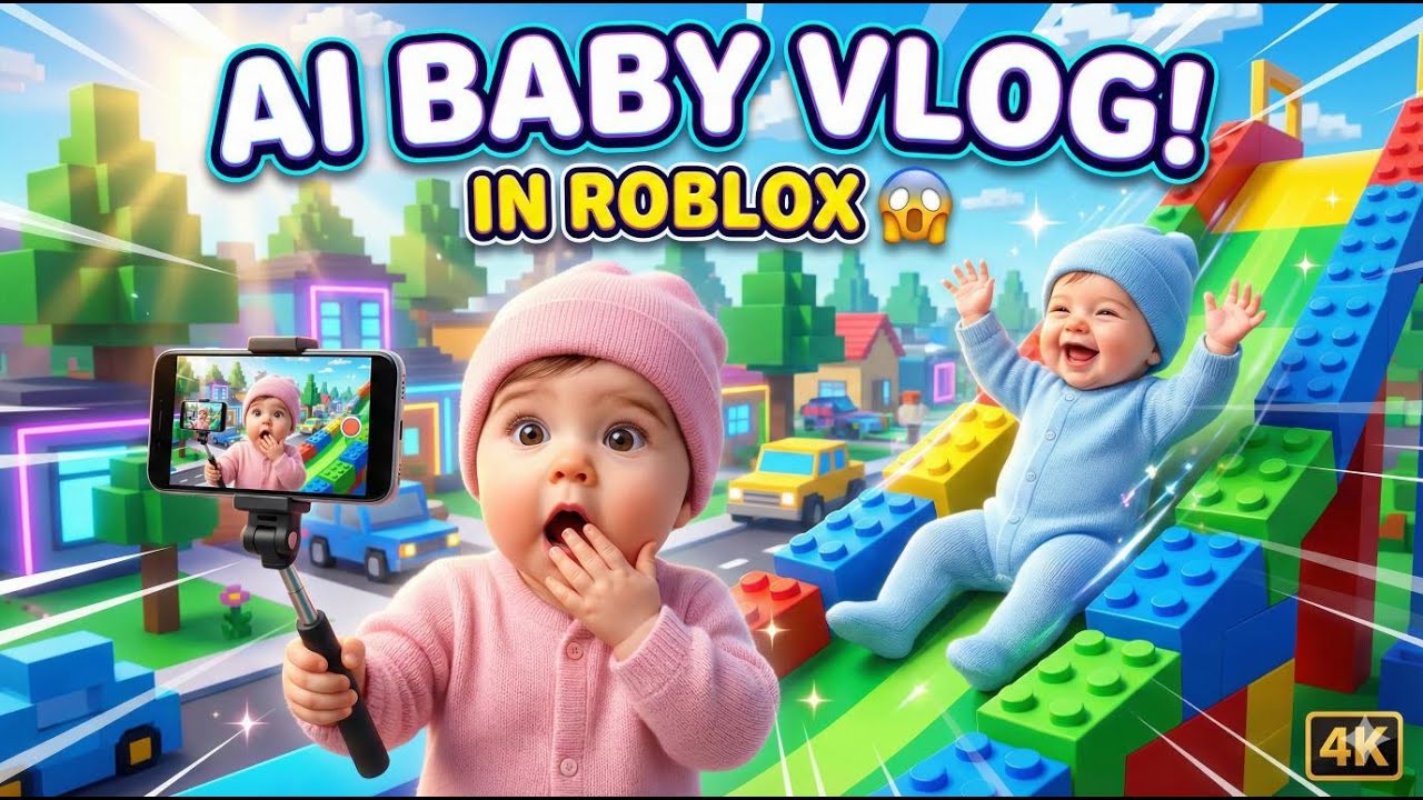Видеоблог с ИИ-ребёнком в ROBLOX! 🤯 Фотореалистичные близнецы исследуют мир Roblox | Самый милый ...