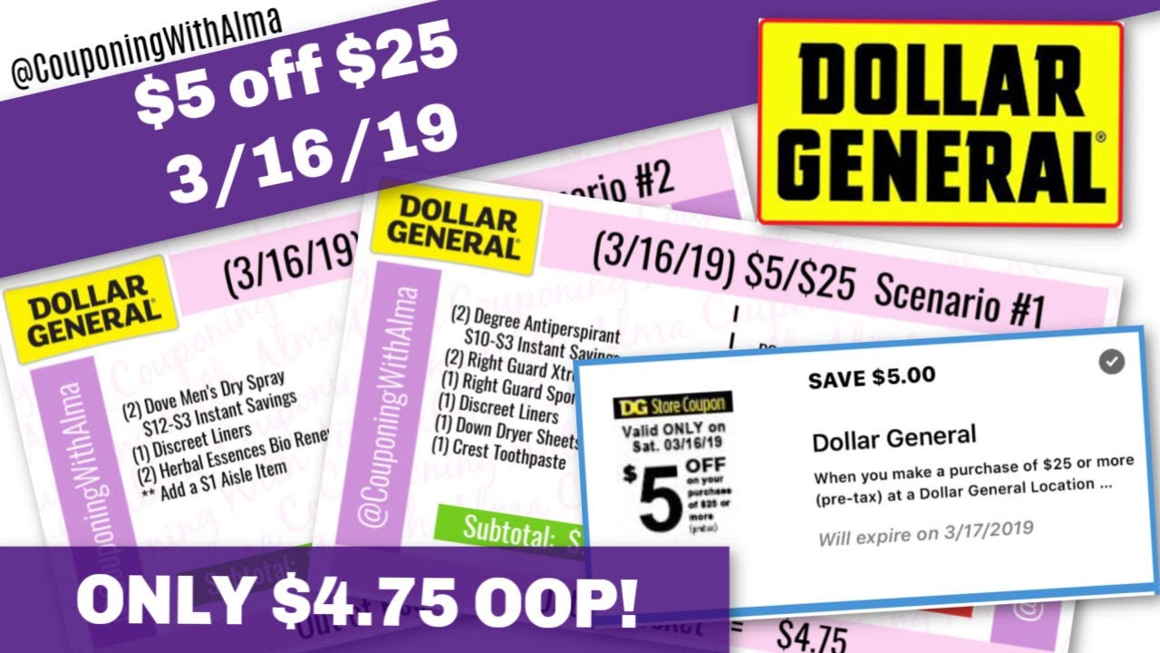 Couponing Dollar General 3/16/19 $5 off $25 Scenarios As Low As $4.75 ...