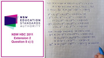 How to answer Q8 c) i) of the 2011 HSC Mathematics Extension 2 exam