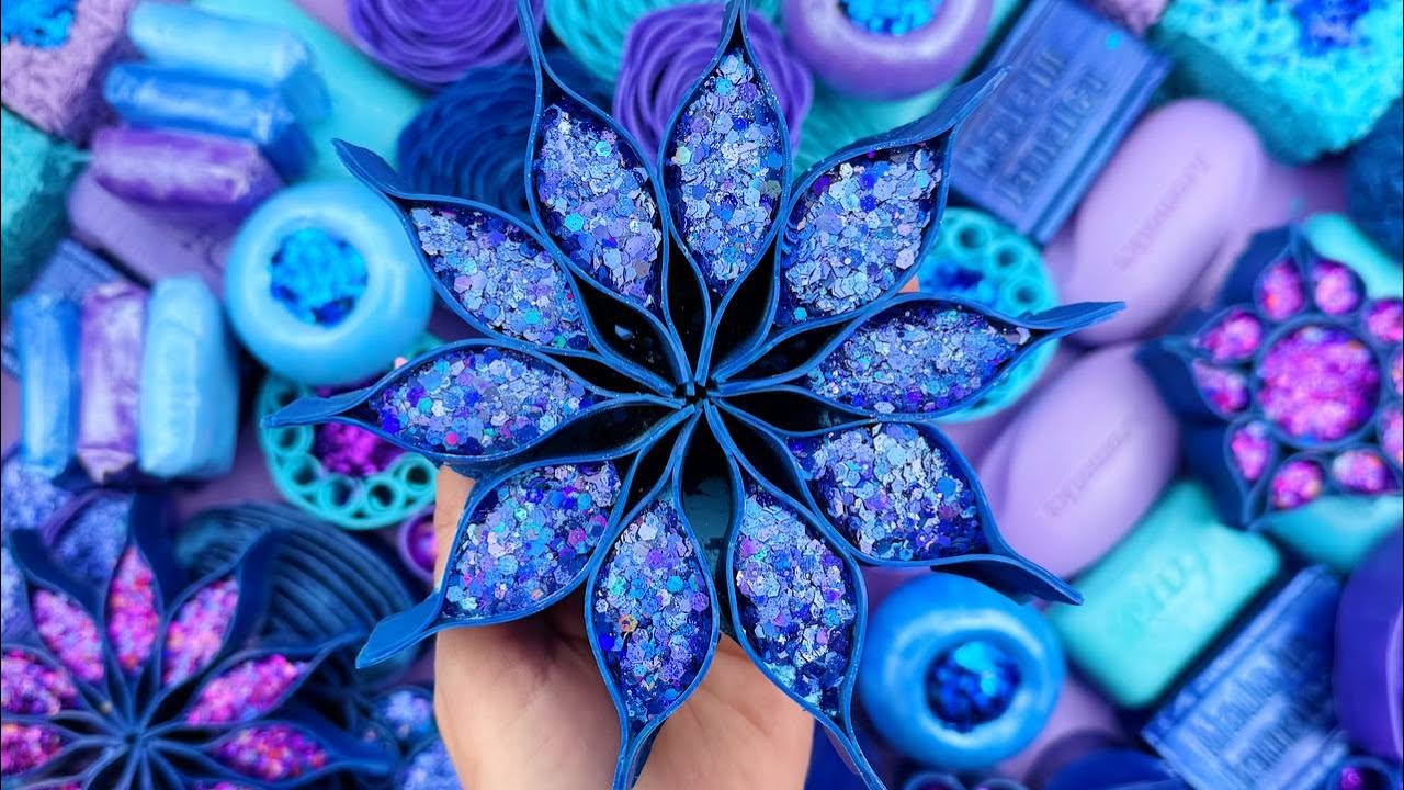 @AllaAsmr ASMR★Soap boxes with foam glitter & starch★4K★