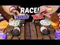 ASMR LEFTOVER CHOCOLATE DESSERT RACE EATING CHOCOLATE ICE CREAM, CUPCAKE, OREO 먹방 | Kim&Liz ASMR