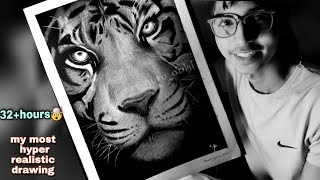 Drawing hyper realistic tiger || charcoal sketch screenshot 3