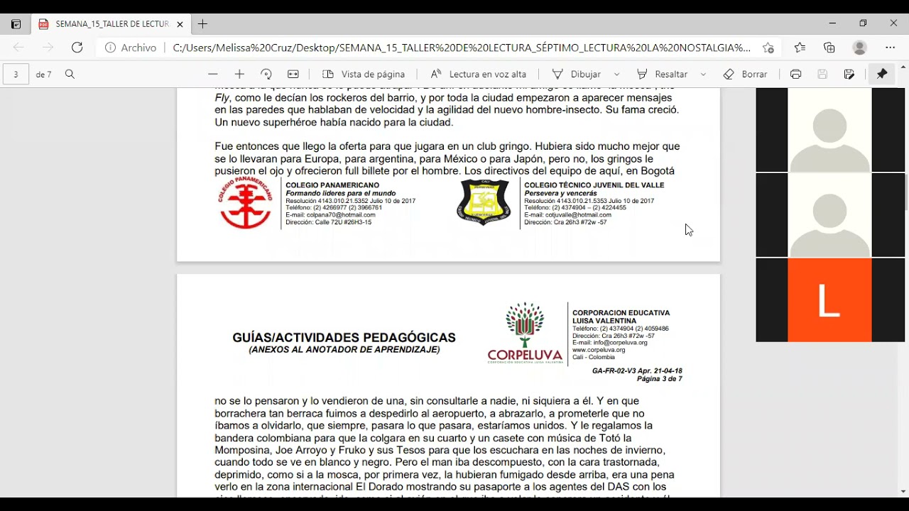31/05/2021 SÉPTIMO, TALLER DE LECTURA; SEMANA 15: RETROALIMENTACIÓN 2 PARTE.