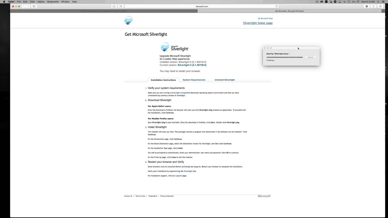 enable microsoft silverlight on mac
