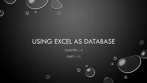 Using Ms Excel As Database