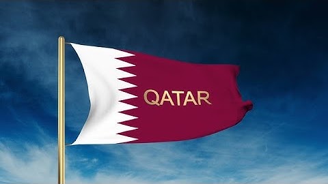 Qatar Flag Slider Style With Title. Waving In The Wind With Cloud Background Ani Stock Animation