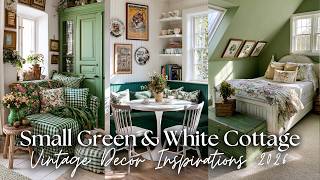 Small Vintage Green and White Cottage Decor Ideas screenshot 1