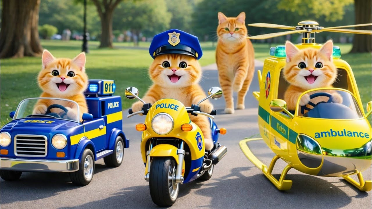 Billi Police On Duty 😱🚓🚁 | Cat Helicopter Bike Car | Funny 3D Cartoon Hindi