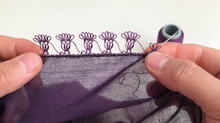 Tek Sıralı Mor Yazmam Iğne Oyası Düz Yazma Üzerine Iğne Oyası Modeli Iğne Oyası Modelleri