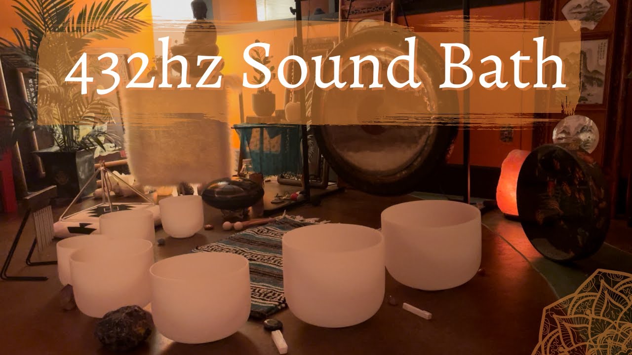 432hz Sound Bath | Crystal Singing Bowls | Gong | Tongue Drum - YouTube