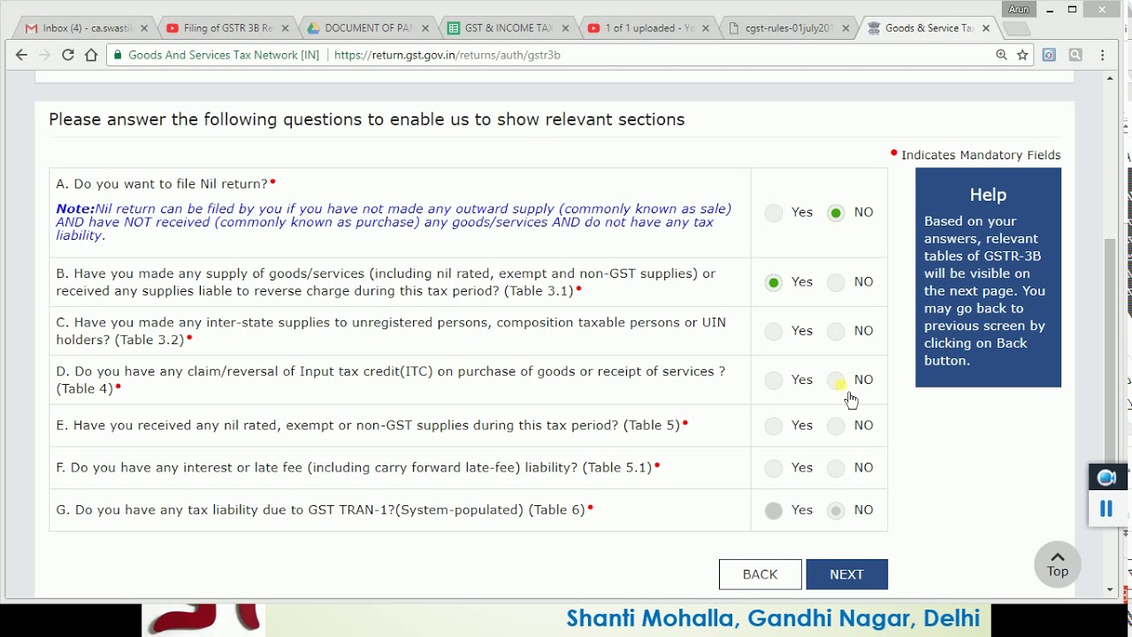 7 New Questions before GSTR 3B Filling for Nov 2017