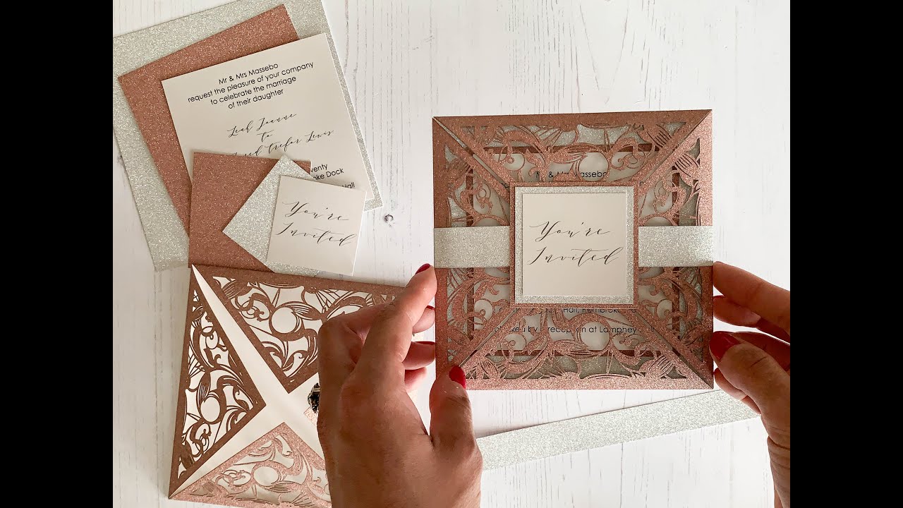 Glitter Wedding Invitation in Rose Gold - How to make a luxury wedding invite
