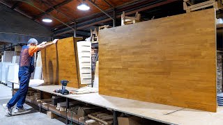 Завод по массовому производству деревянной мебели. Процесс производства деревянной кровати.