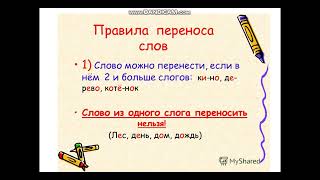 Урок обучения грамоте. Перенос слов. 1 класс