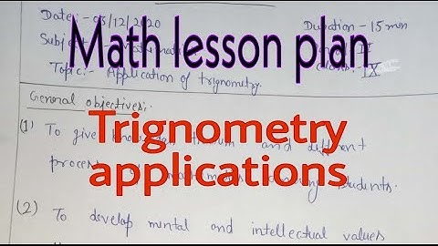 Trignometry Lesson Plan | Maths lesson plan | trignometry | lesson plan | B.Ed