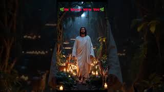 Jesus Walking in Mystic Jungle ✨ Divine Light &amp; Peace Faith Motivation#shorts