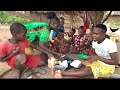 African remote traditional cooking with the most united african village family