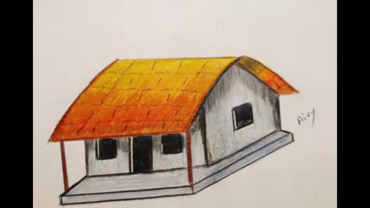 How to draw a village Hut Step by step easily - YouTube