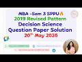 Decision Science 20th May 2026 Paper Solutions MBA -Sem 3