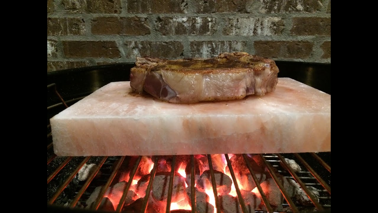 New York Strip and Shrimp Grilled on a Salt Block 