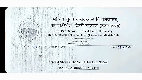 EVEN SEMESTER EXAM DATE ANNOUNCED BY SRI DEV SUMAN UTTRAKHAND UNIVERSITY EXAM
