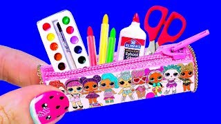 5 minute crafts and barbie hacks on how to make diy school supplies
for dolls or lol omg (diy miniature pencil case, backpack, felt-ti...