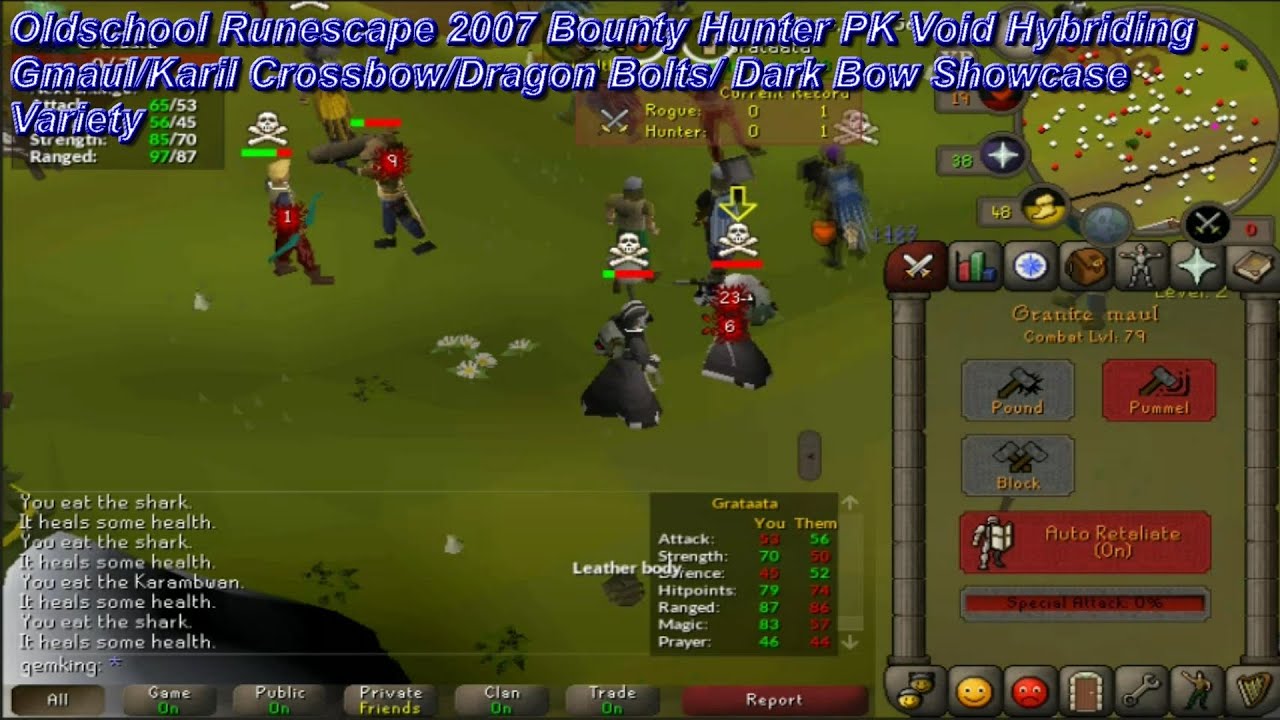 Oldschool Runescape 2007 Edgeville Bounty Hunter Pk Vid Void Hybriding Gmaul/Karil Crossbow/Dark Bow